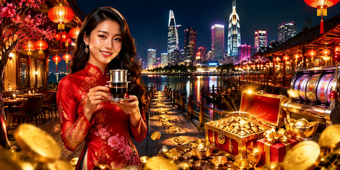 Người chơi slot game tại TP. Hồ Chí Minh bên tách cà phê Việt Nam buổi sáng