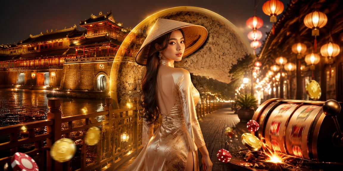 Người chơi cá cược đội nón lá truyền thống trong không gian văn hóa Huế
