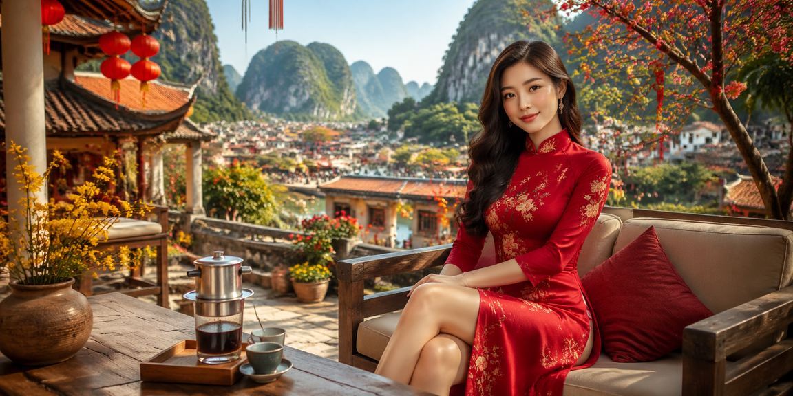 Người dùng VIP thưởng thức cà phê bên phong cảnh thiên nhiên Ninh Bình